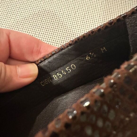 STUART‎ WEITZMAN Brown Python Embossed Comfy Leather Loafers Embellished sz 6.5M - Picture 5 of 9